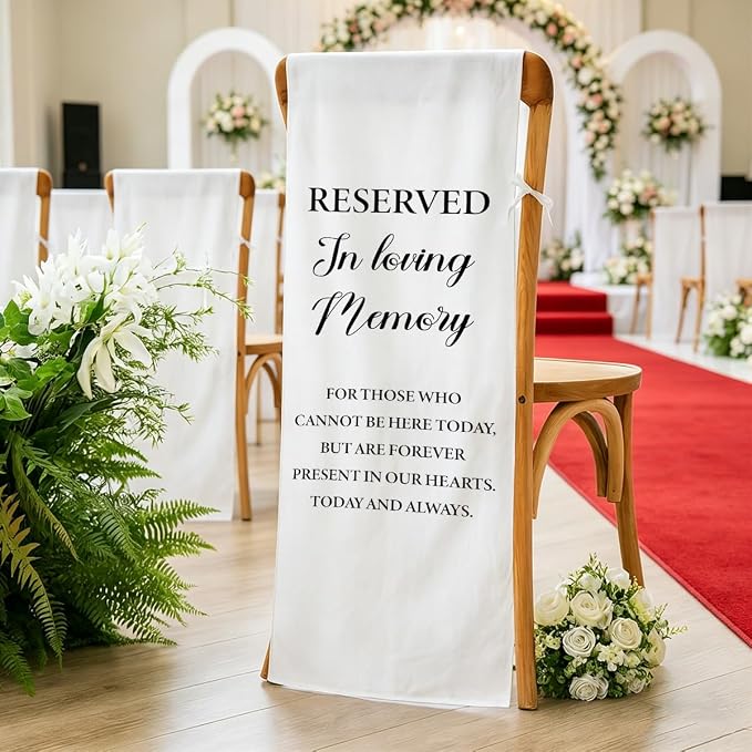 Reserved In Loving Memory Wedding Chair Sign Decorations by AASRR