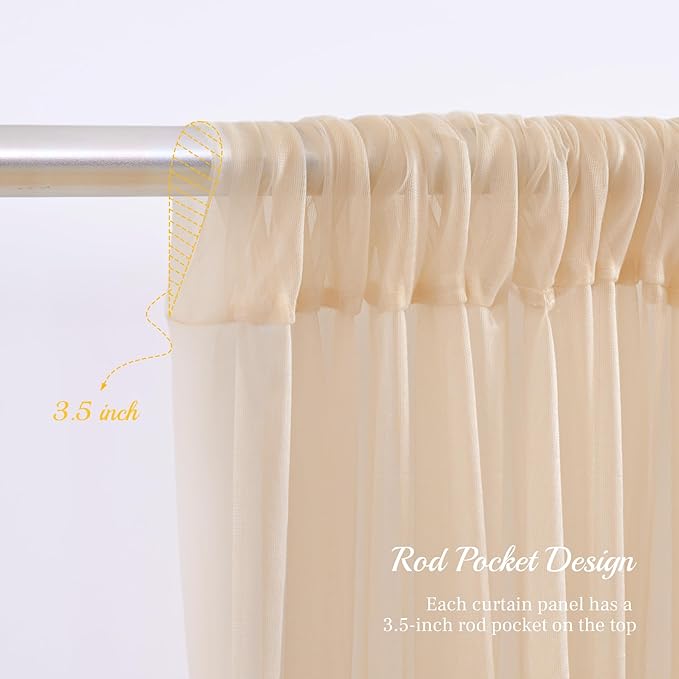 20x8ft Champagne Tulle Backdrop Curtain - Image 5