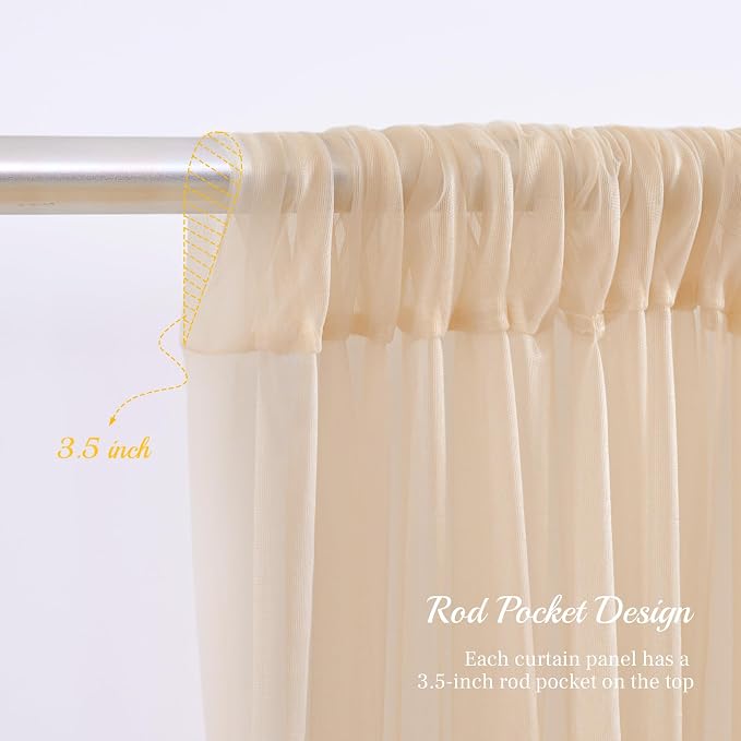 30x10ft Champagne Tulle Backdrop Curtain - Image 5