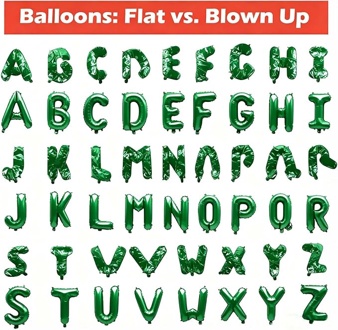 62 Pcs Green Letter Balloons, Custom 2 Set A-Z Set - Image 4