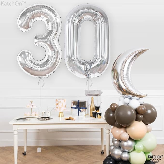 KatchOn Silver Number 0 Balloon 40 Inch | Mylar 0 Number Balloon - Image 8