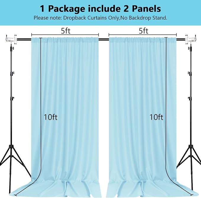 10x 10 Baby Blue Backdrop Curtain - Image 2