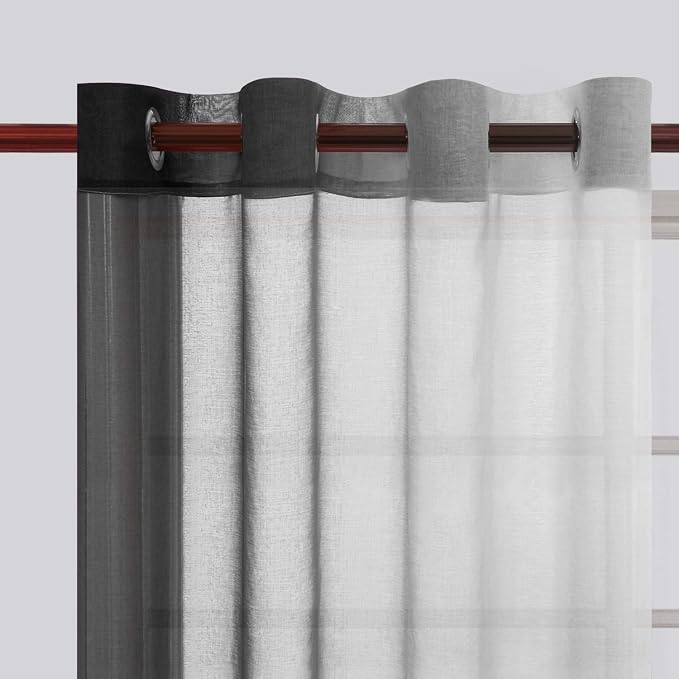 DWCN Faux Linen Ombre Sheer Curtains - Image 3