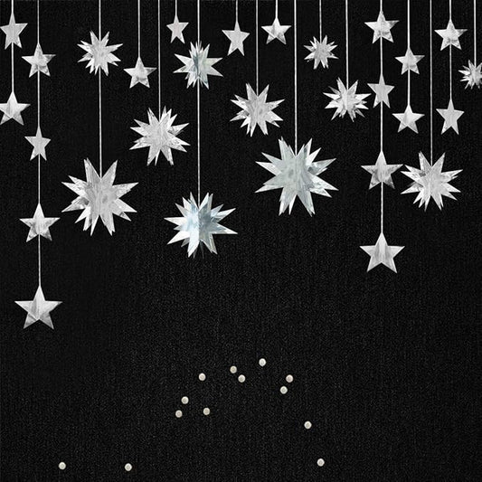 pinkblume Silver Star Garland Party Decorations Kit 3D Stars Metallic Bunting by pinkblume