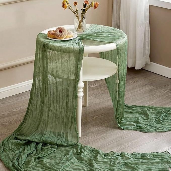 6Pack Sage Green Cheese Cloth Table Runner 20x120inch Gauze Table Runners | - Image 8