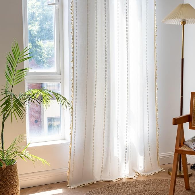 Sutuo Home Boho Curtains for Bedroom 63 Inch Length, Light Filtering Country - Image 3