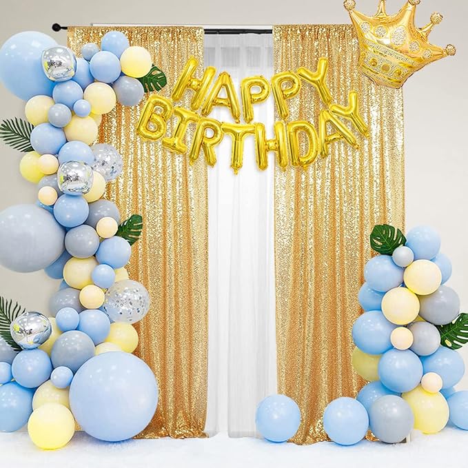 PartyDelight Gold Sequin Backdrop Curtains 2x8ft 2 Panels | Sparkly 3mm sequins - Image 7