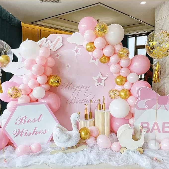 Bazen Half Arch Backdrop Stand for Party Adjustable Height Gold 8.2FT& 6FT | - Image 2