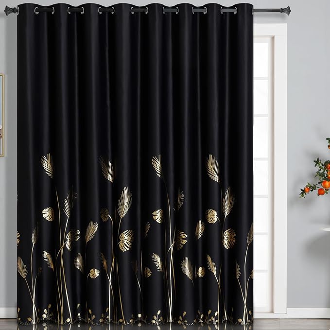 Wide Blackout Curtain for Sliding Door 100W x 108L Inch Thermal Insulated by ESTELARTEXTILER