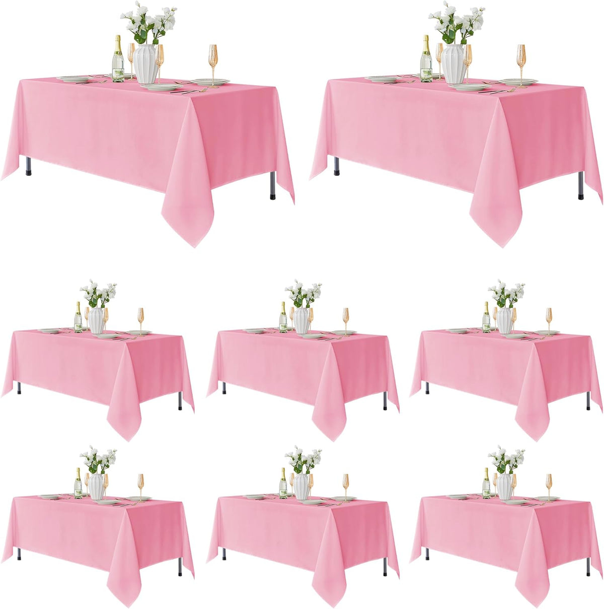 Fitable 8 Pack Table Cloth Rectangle Table: Stain and Wrinkle Resistant Tablecloth Rectangular, Washable Polyester Tablecloths for Wedding Party Dining Banquet Event Catering(Pink, 70x108 Inch)
