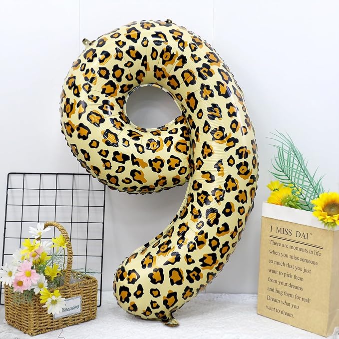 Leopard Print Bow Balloons Birthday Decorations 40Inch Cheetah Number 1 Foil - Image 7