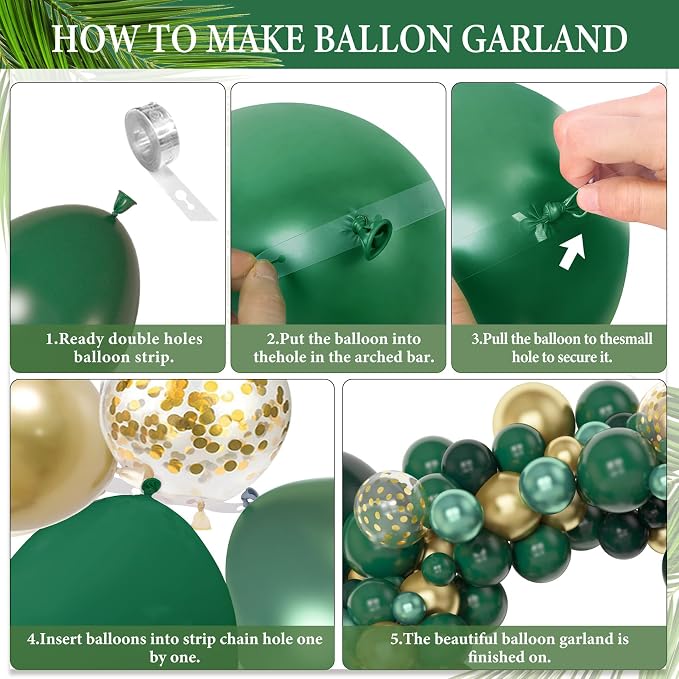 Amandir 153pcs Green and Gold Balloon Garland Arch Kit Different Sizes | 18 12 - Image 3