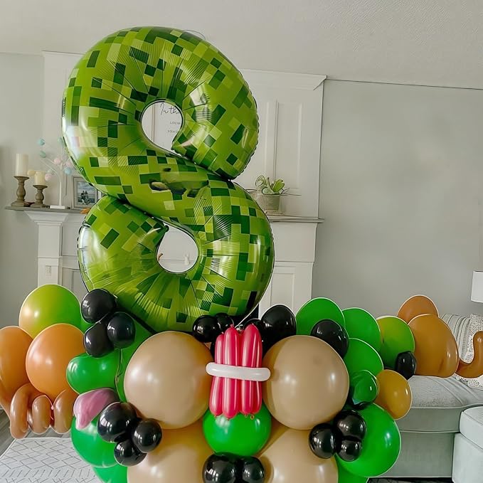 Number 10th Birthday Balloon Lime Green Pixel, 40 Inch Large Dark Kelly Green - Image 3