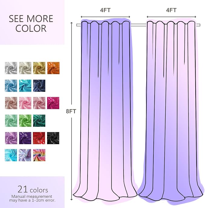 Hahuho Black Sequin Backdrop Curtain, Party Decoration（2 Panels, 2FT x 8FT - Image 5