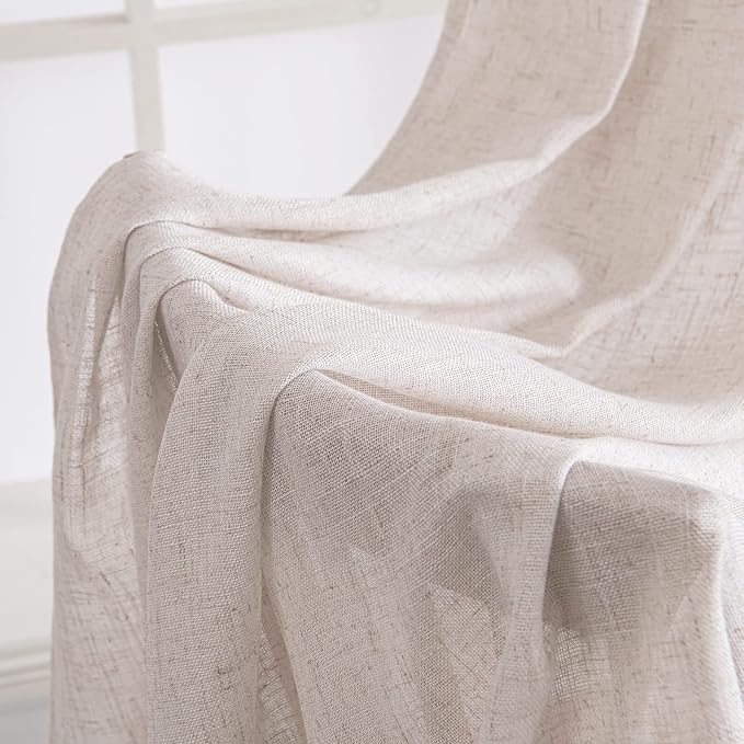 MIULEE White Linen Curtains 42x84 Inch Length 2 Panels - Image 6