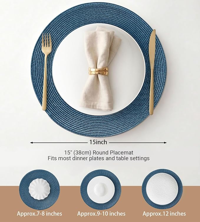 FunWheat Round Braided Placemats Set of 8 Place Mats - Image 2