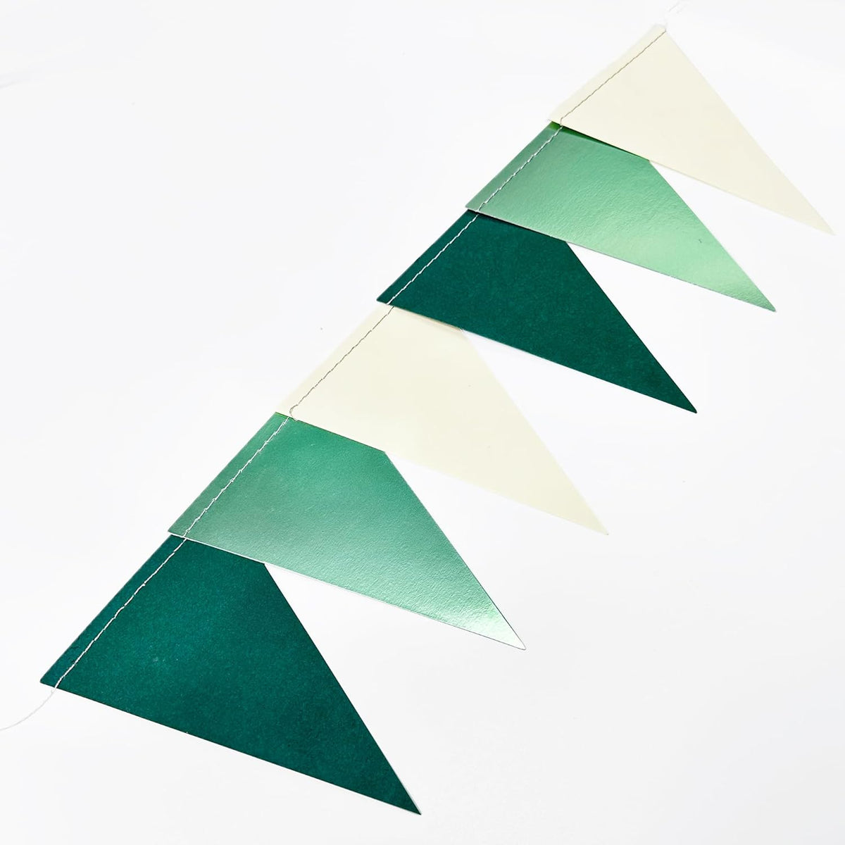 Sage Green Decorations Hanging Paper Pennant Banner Flag Green Beige Triangle Bunting Garland for Birthday Baby Shower Wedding Engagement Neutral Safari Wild One Woodland Jungle Theme Party Supplies