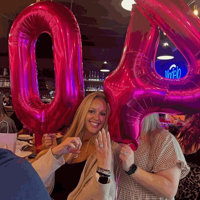 12 Balloon - Hot Pink Birthday Number Balloons, 40 Inch Party Decorations | Hot - Image 7