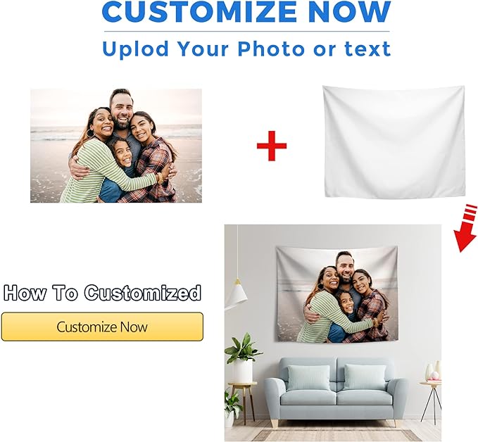 JINJUREN Custom Tapestry Upload Images Personalized Custom Tapestry Customized - Image 2