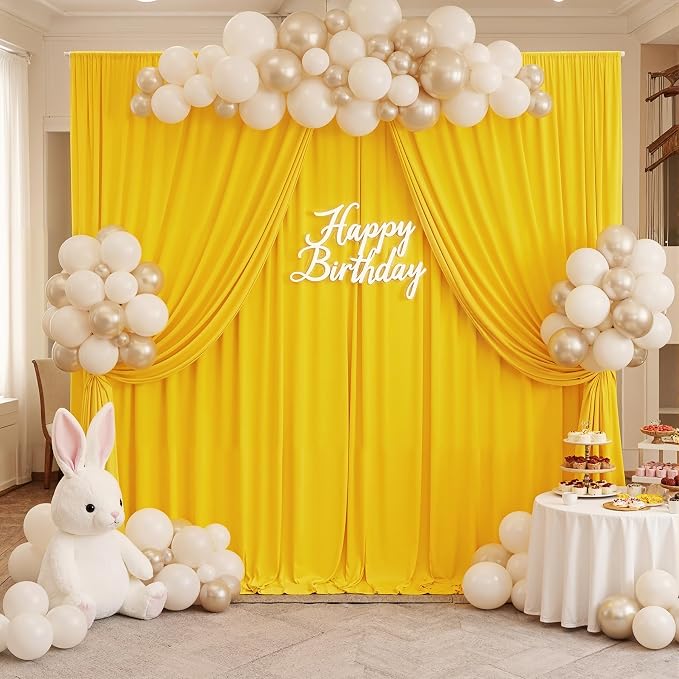10ft x 10ft Wrinkle Free Yellow Backdrop Curtain - Image 5