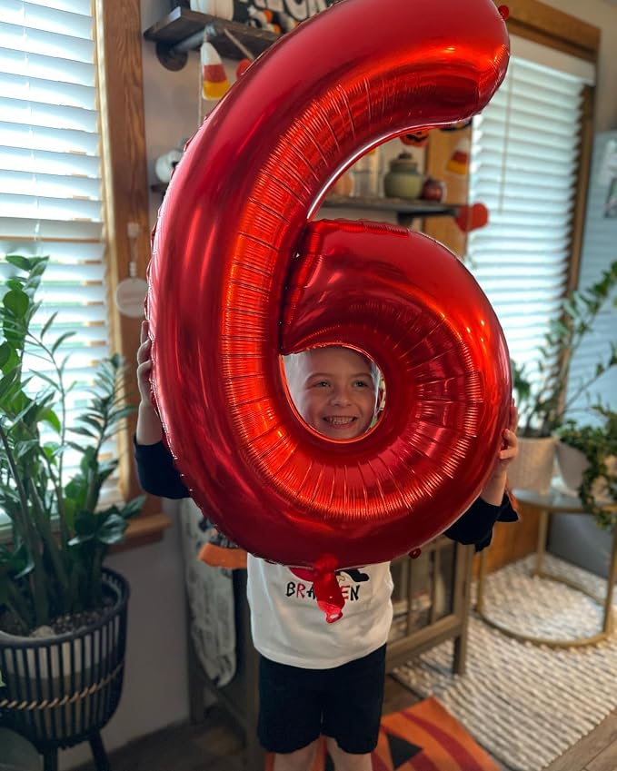 3 Balloon - Red Birthday Number Balloons, 40 Inch Decorations Men Women | Red - Image 3
