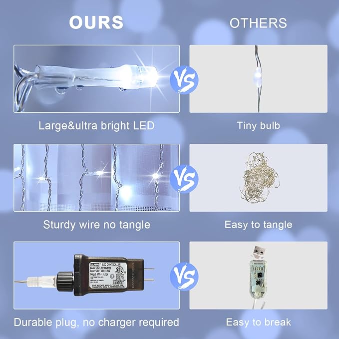 JMEXSUSS 300 LED Curtain Lights, Indoor String Lights - Image 8