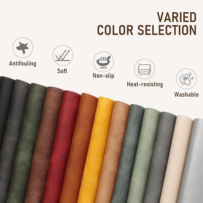 UnivoColors Placemats Round Faux Leather Placemats Set of 4-Waterproof-Wipe - Image 8