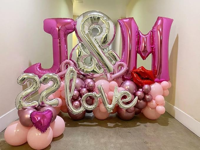Hot Pink Letter T Balloons, T Letter Balloon 40 Inch Foil T Balloon | Hot Pink - Image 5
