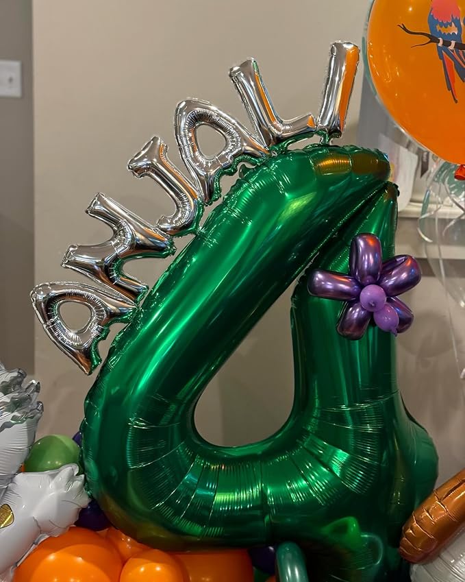 Green Number 4 Balloon 40 Inch, 4th Birthday Party Decorations Men Women | Foil - Image 3