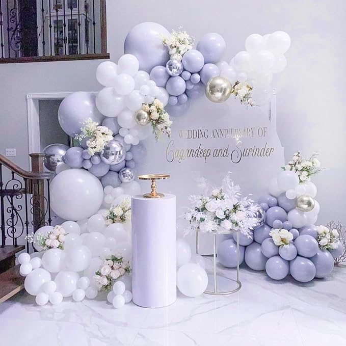 PartyWoo Dusty Blue Balloons 140pcs Boho Dusty Purple Muted Lavender Color | 18 - Image 7