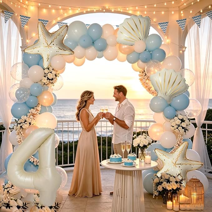 5 Pcs Starfish Seashell Balloons Set Under the Sea Party Decorations | 40 Inch - Image 4