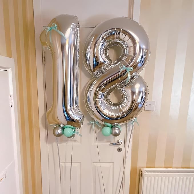 Silver 3 Balloon, 40 Inch Number 3 Balloon, 3 Birthday Balloon Decorations - Image 6