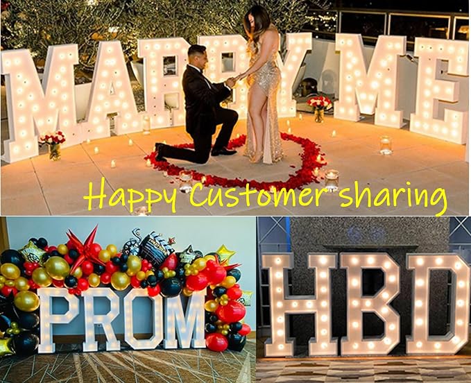 3FT Marquee Light Up Letters, Large Marquee Letters, Mosaic Balloon Frame - Image 8