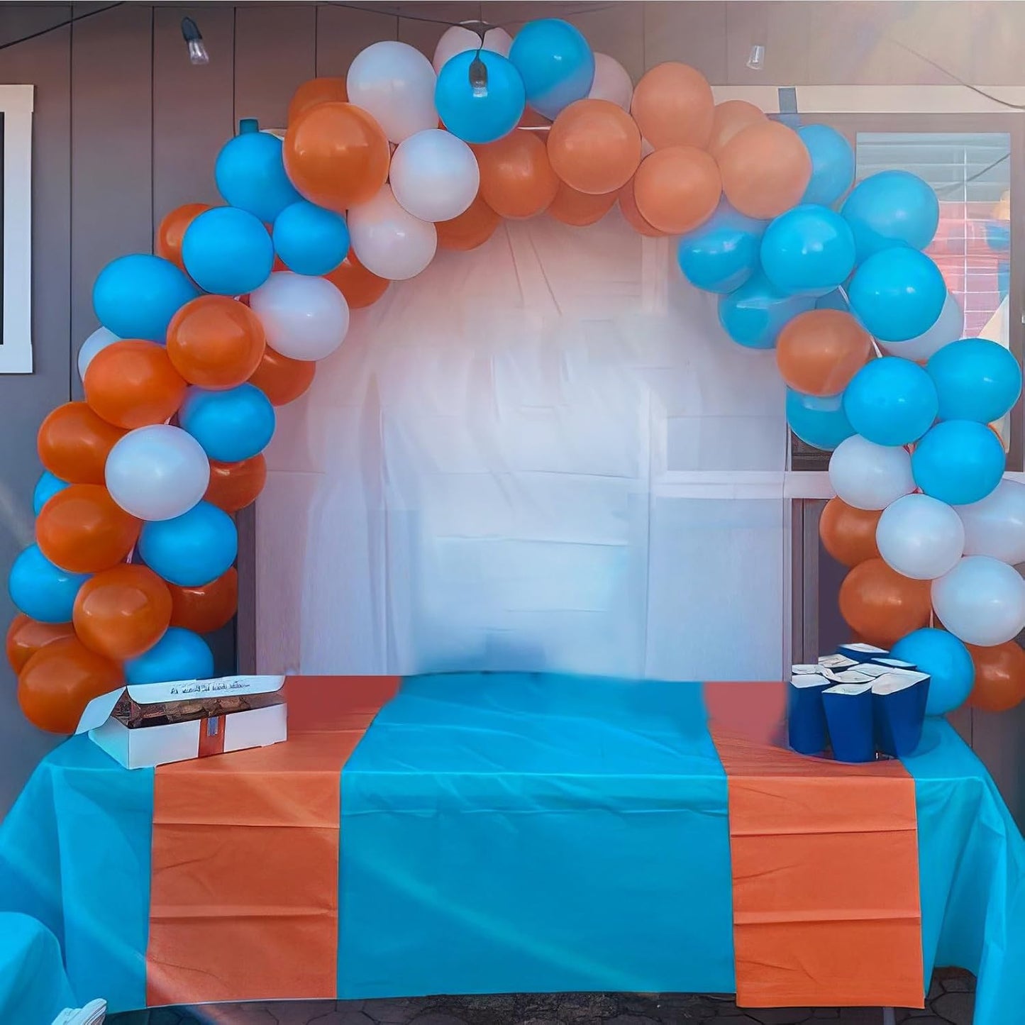 Blue and Orange Balloons, Blue and Orange White Balloons, Retro Turquoise Teal Blue White Balloon for Boys Man Outer Space Theme Party Birthday Baby Shower Gender Reveal Wedding Decorations