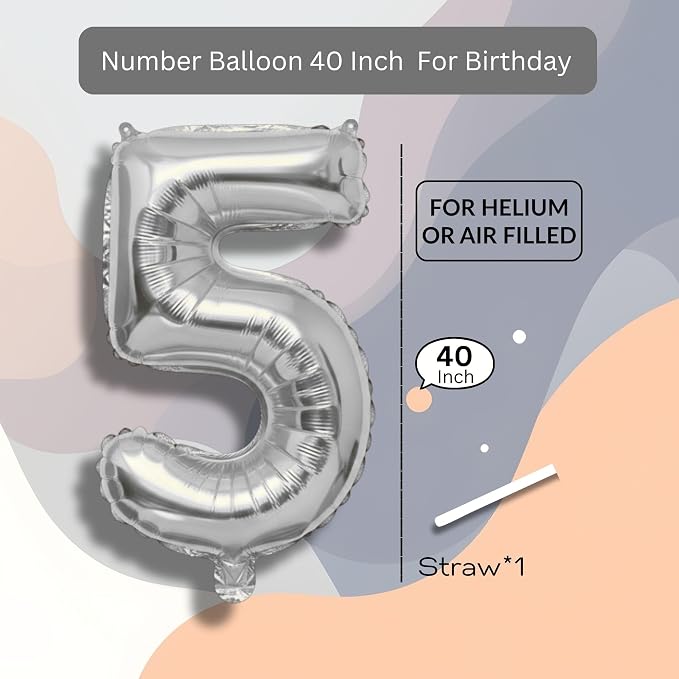 Red Number Balloon 5 Mylar Foil Balloons 40 inch - Image 8