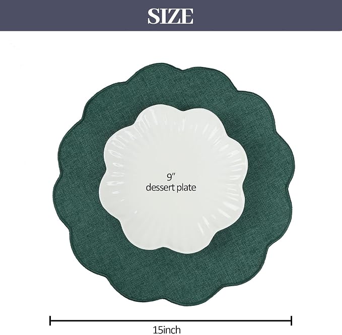 AHHFSMEI Round Faux Linen Placemats Set of 8 Heat Resistant Non-Slip Stain - Image 2