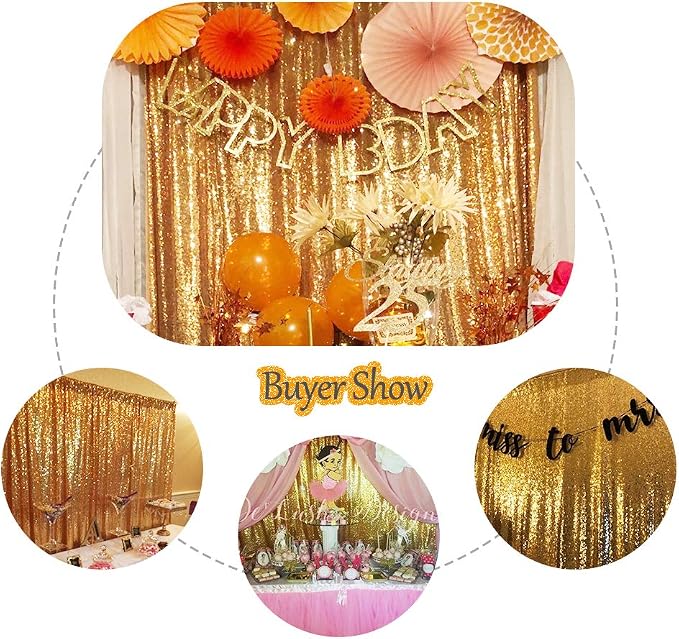 SquarePie 6x8ft Gold Sequin Backdrop, High Density Non-Transparent Glitter - Image 7