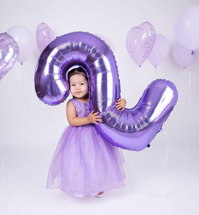 2 Balloon - Purple Birthday Number Balloons, 40 Inch Decorations Men Women | - Image 3