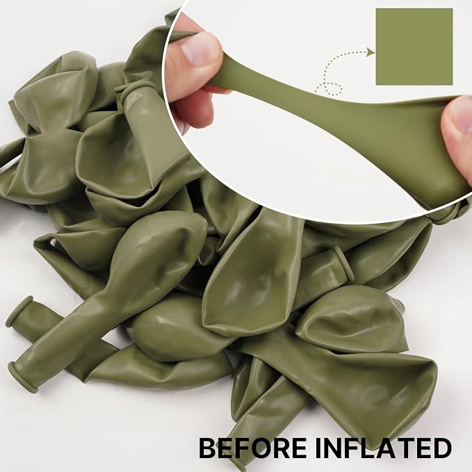 PartyWoo Sage Green Balloons 100pcs Olive Boho Green Color 12 Inch | Balloons - Image 2