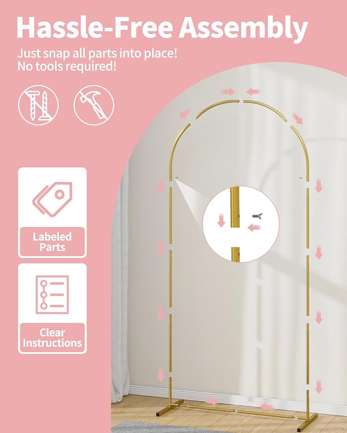 Pureegg Arch Backdrop Stand Set, 7.2 ft and 6 ft | Wedding, Baby Shower - Image 4