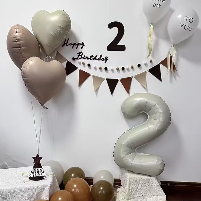 40 Inch Beige Number 3 Foil Balloon - Image 5