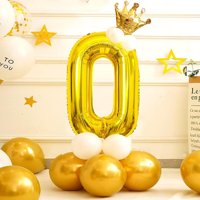 40 Inch Gold Number Balloons, Helium Mylar Foil Number Balloons - Image 3