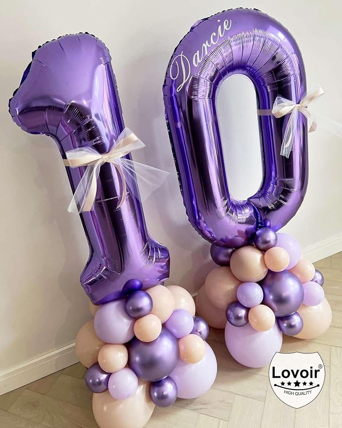 Purple 40 Number Balloons, 40 Inch Giant Number 40 Balloons Foil Mylar Helium - Image 7