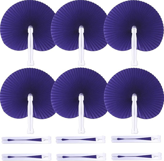 Bestage 20 Pieces Purple Round Paper Fans | Foldable Handheld Fans by Bestage