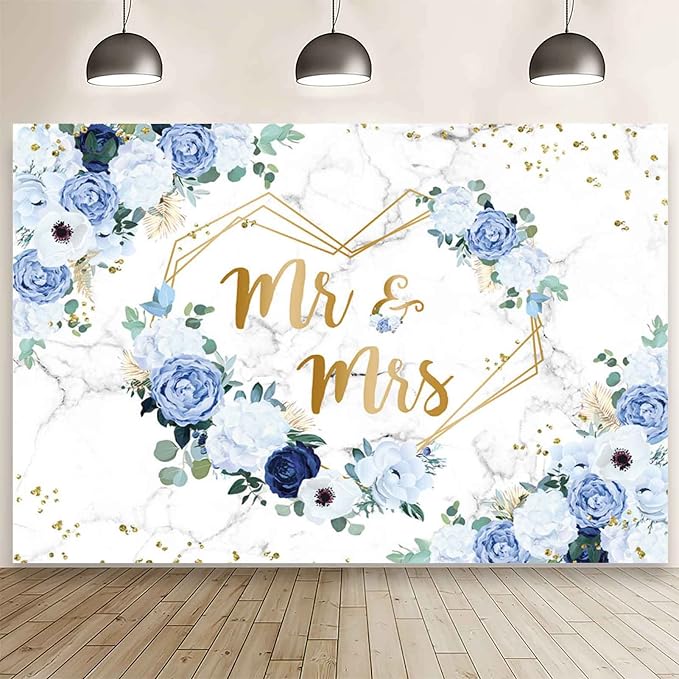 AIBIIN 10x7ft Mr and Mrs Floral Backdrop by AIBIIN