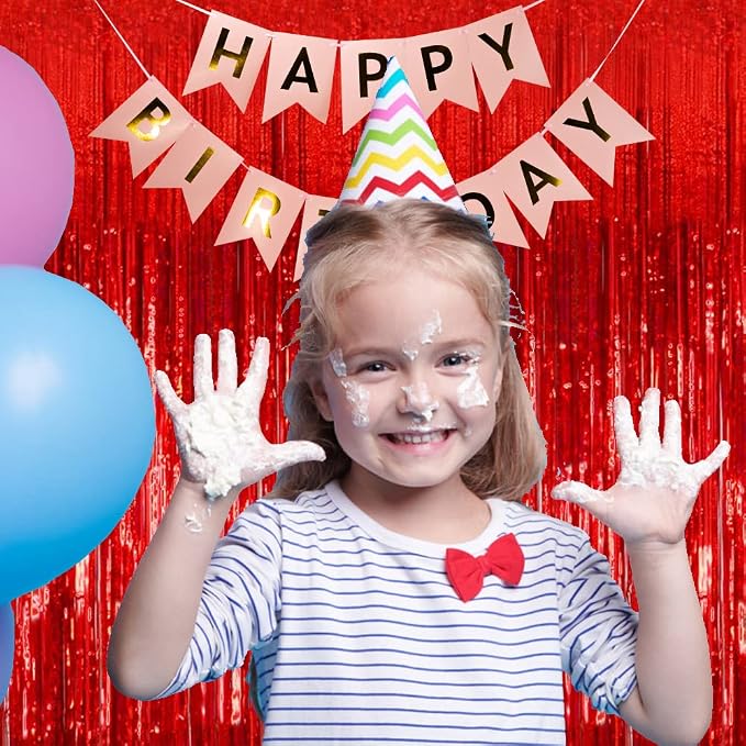 5 Pack Red Streamers Party Backdrop Christmas Decorations Foil Fringe Backdrop - Image 3