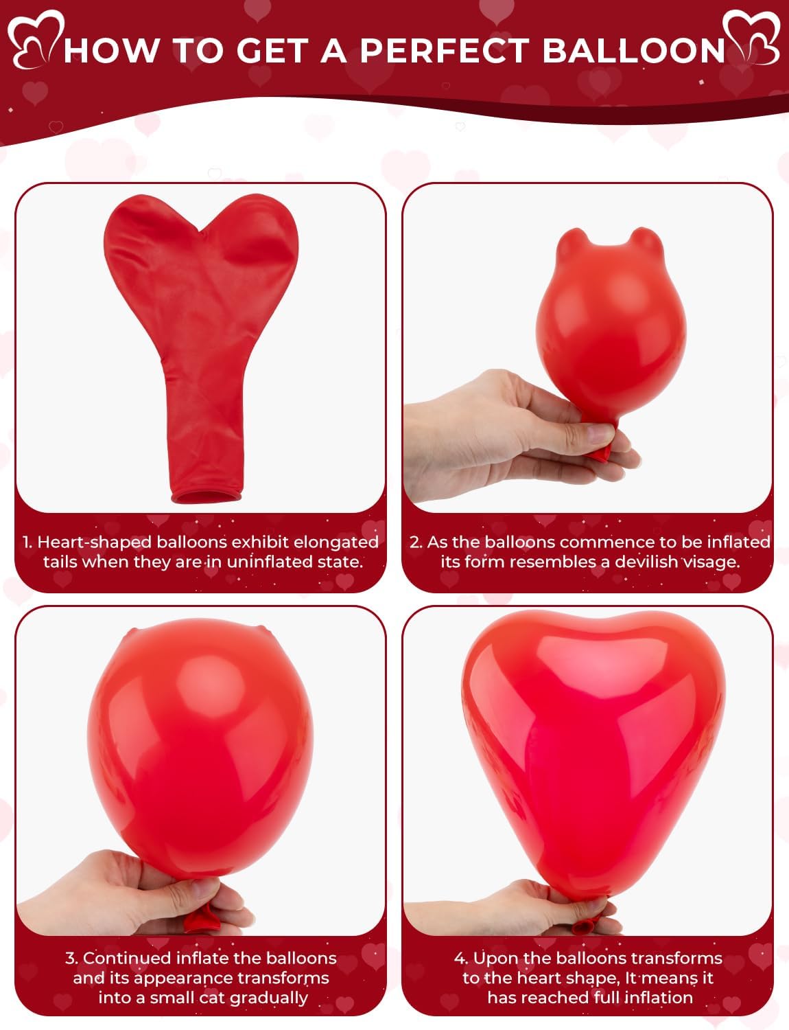 Red Heart Balloons, 50 Pcs 12 Inch Heart Shaped Balloons, Red Latex Balloon, Romantic Valentines Balloons for Birthday Party Wedding Engagement Party Baby Shower Valentine Day Decorations