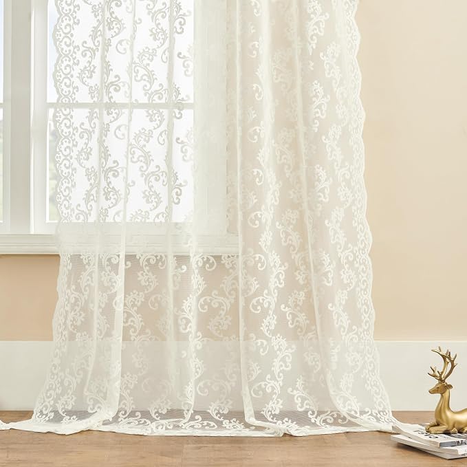 FOLKSIDE Ivory Lace Curtains - Image 5