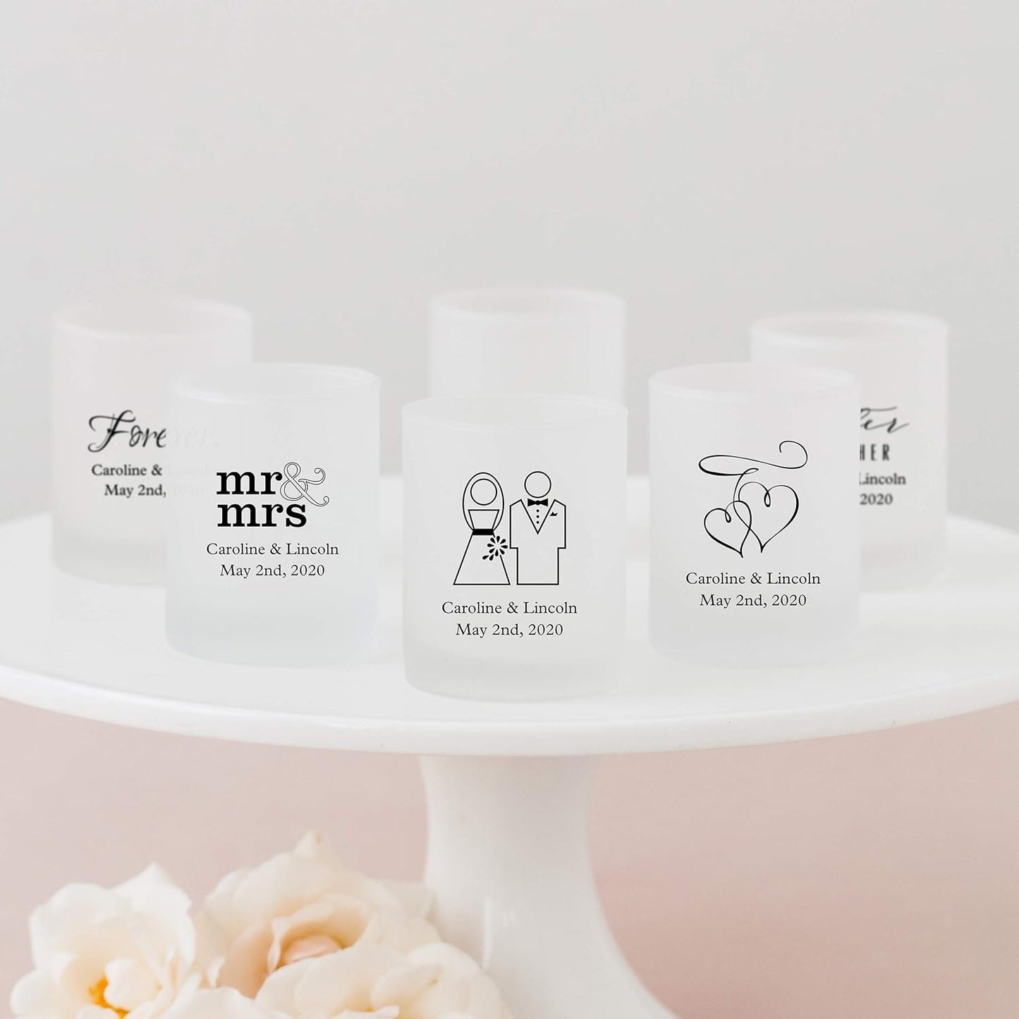 WEDDINGSTAR Personalized 3oz Frosted Shot Glass Customizable Full Color Print - 84 pack