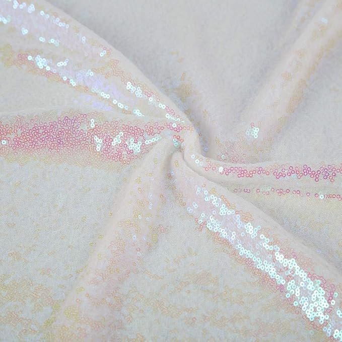 JYFLZQ White Iridescent Sequin Backdrop Curtains 8ft x 8ft 1 Panel Glitter - Image 4